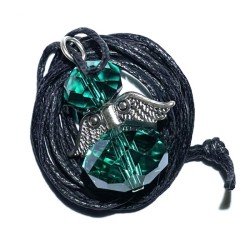 Angel Wing Teal Coloured Glass Crystal Pendant